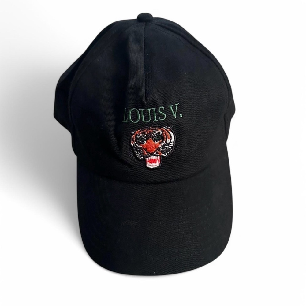 Black Embroidered Tiger Baseball Cap Adjustable Dad Hat Streetwear